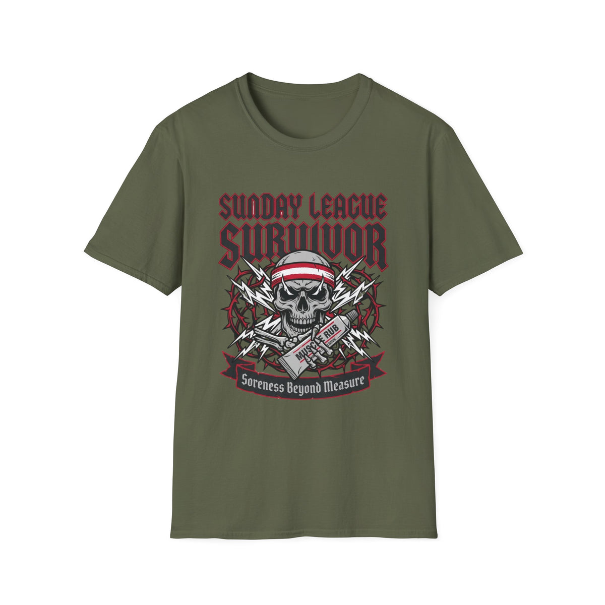 SUNDAY LEAGUE SURVIVOR Soreness Beyond Measure T-Shirt